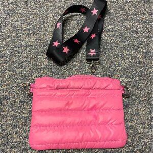 Lemonbella quilted puffy crossbody bag pink